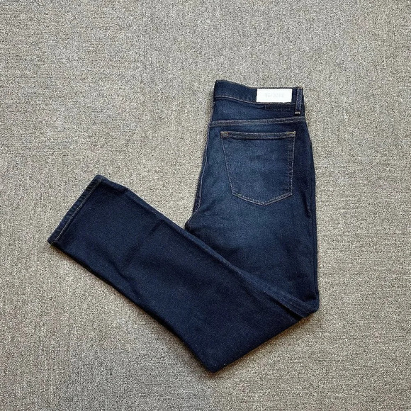 RE/DONE 70s Straight High-Rise Jeans in Dark Blue Denim Wash Size 30 - Picture 1 of 7